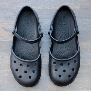 Crocs Mary Jane Clogs, Black, Size 8